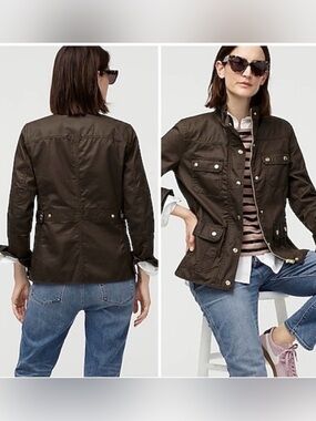 J. Crew Downtown Utility Field Olive Jacket with Snap Pockets Small